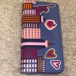 Kate Spade Blue Wallet with Cityscape Design